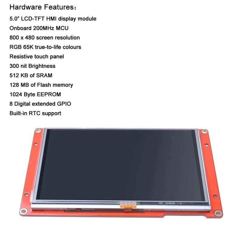 Ferwooh Nextion Display Intelligent 5.0 Inch Resistive Touch Screen 800x480 Serial LCD TFT HMI Display Module NX8048P050-011R Supports Audio Video - Image 2